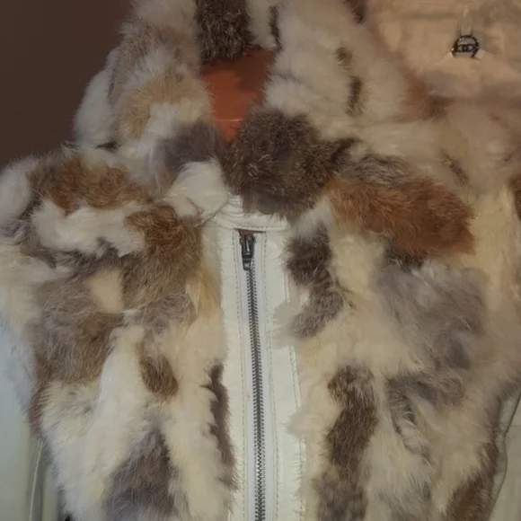 Bebe Rare Leather And Rabbit Fur Coat - Picture 3 of 9